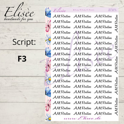 S93 Script Sticker "AM ROUTINE" Big Sheet | Aufkleber | Bullet Journal