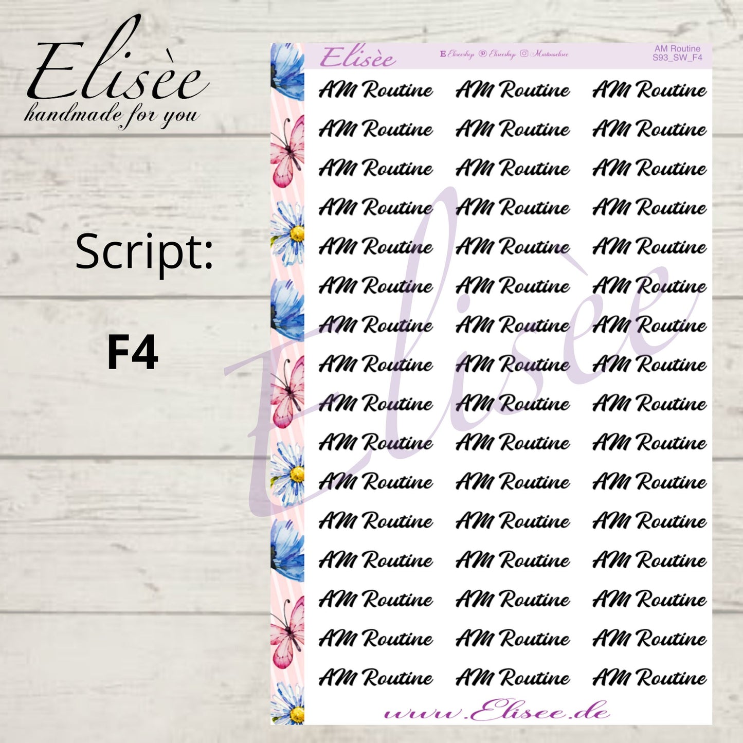 S93 Script Sticker "AM ROUTINE" Big Sheet | Aufkleber | Bullet Journal