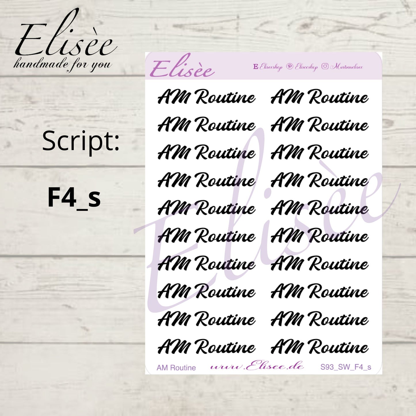 S93s  Script Sticker "AM ROUTINE" Small Sheet | Aufkleber | Bullet Journal