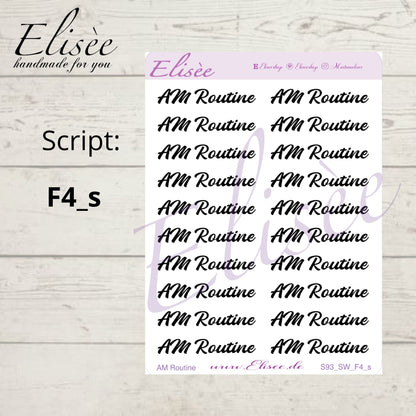 S93s  Script Sticker "AM ROUTINE" Small Sheet | Aufkleber | Bullet Journal