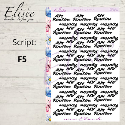 S93 Script Sticker "AM ROUTINE" Big Sheet | Aufkleber | Bullet Journal