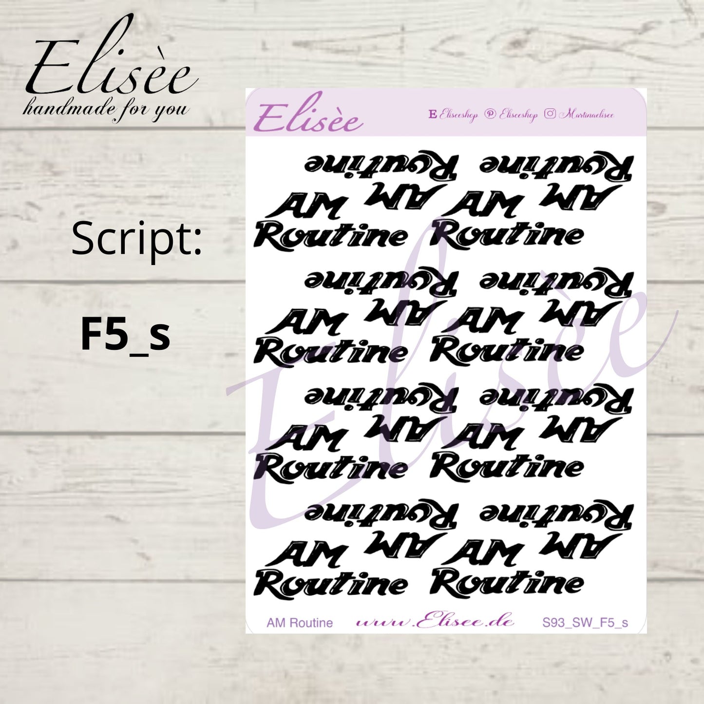 S93s  Script Sticker "AM ROUTINE" Small Sheet | Aufkleber | Bullet Journal