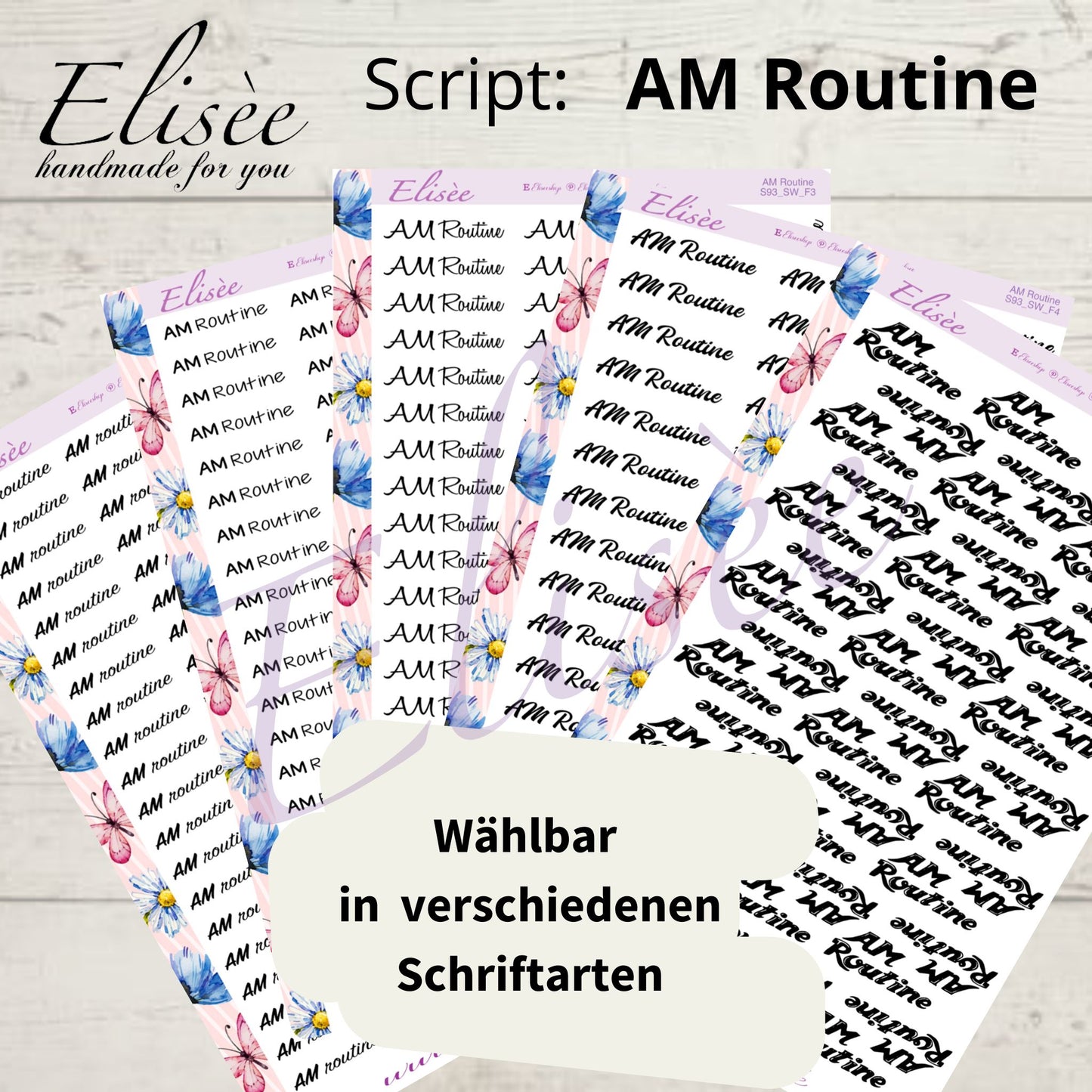 S93 Script Sticker "AM ROUTINE" Big Sheet | Aufkleber | Bullet Journal