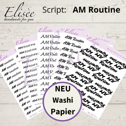 S93s  Script Sticker "AM ROUTINE" Small Sheet | Aufkleber | Bullet Journal