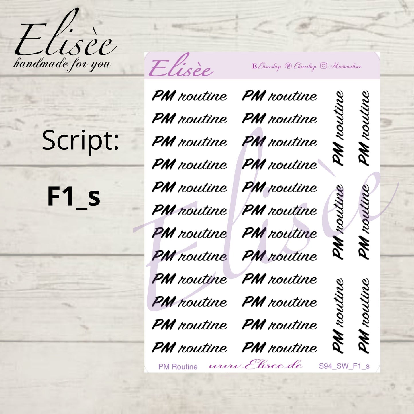 S94s  Script Sticker "PM ROUTINE" Small Sheet | Aufkleber | Bullet Journal