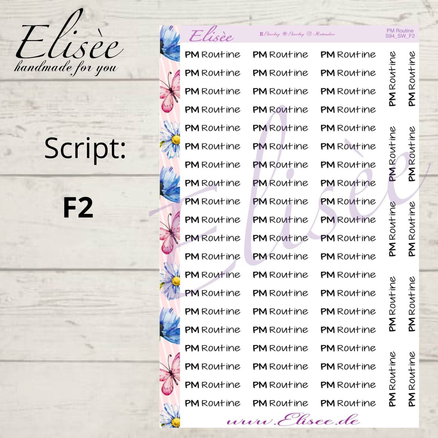 S94 Script Sticker "PM ROUTINE" Big Sheet | Aufkleber | Bullet Journal