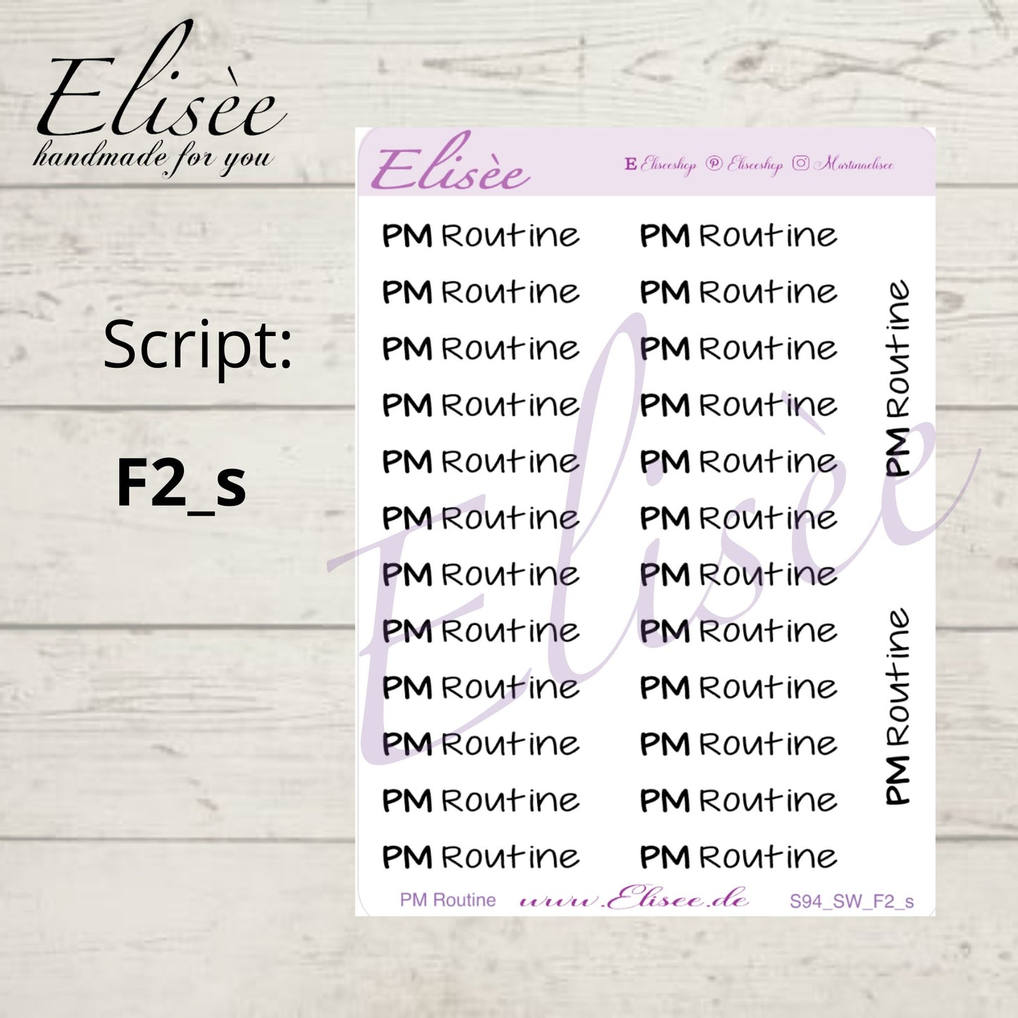S94s  Script Sticker "PM ROUTINE" Small Sheet | Aufkleber | Bullet Journal
