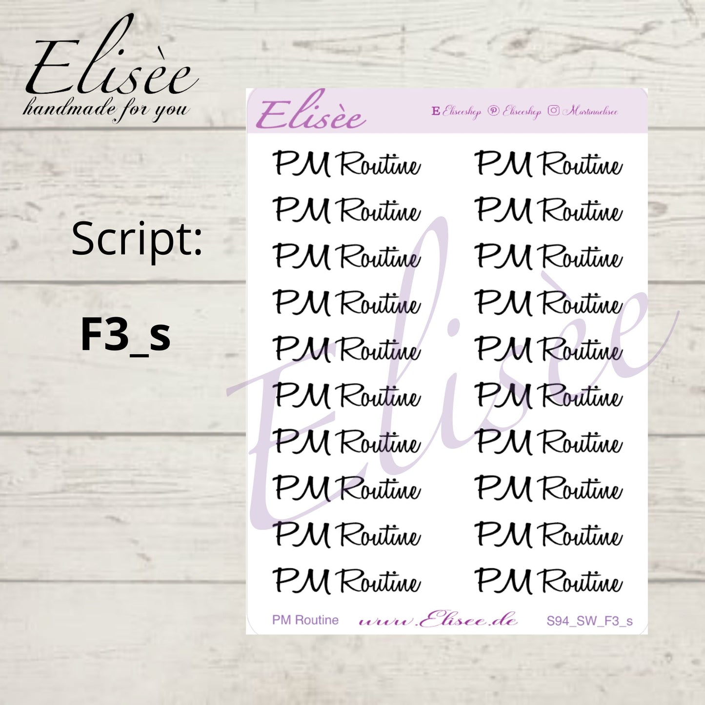 S94s  Script Sticker "PM ROUTINE" Small Sheet | Aufkleber | Bullet Journal