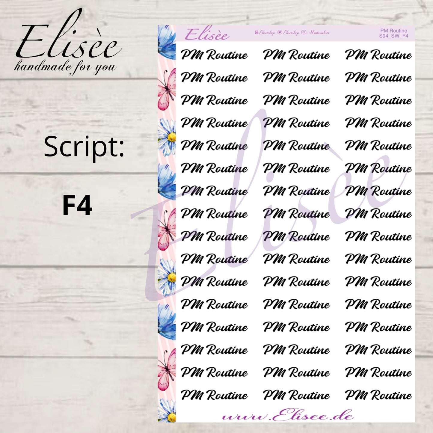 S94 Script Sticker "PM ROUTINE" Big Sheet | Aufkleber | Bullet Journal