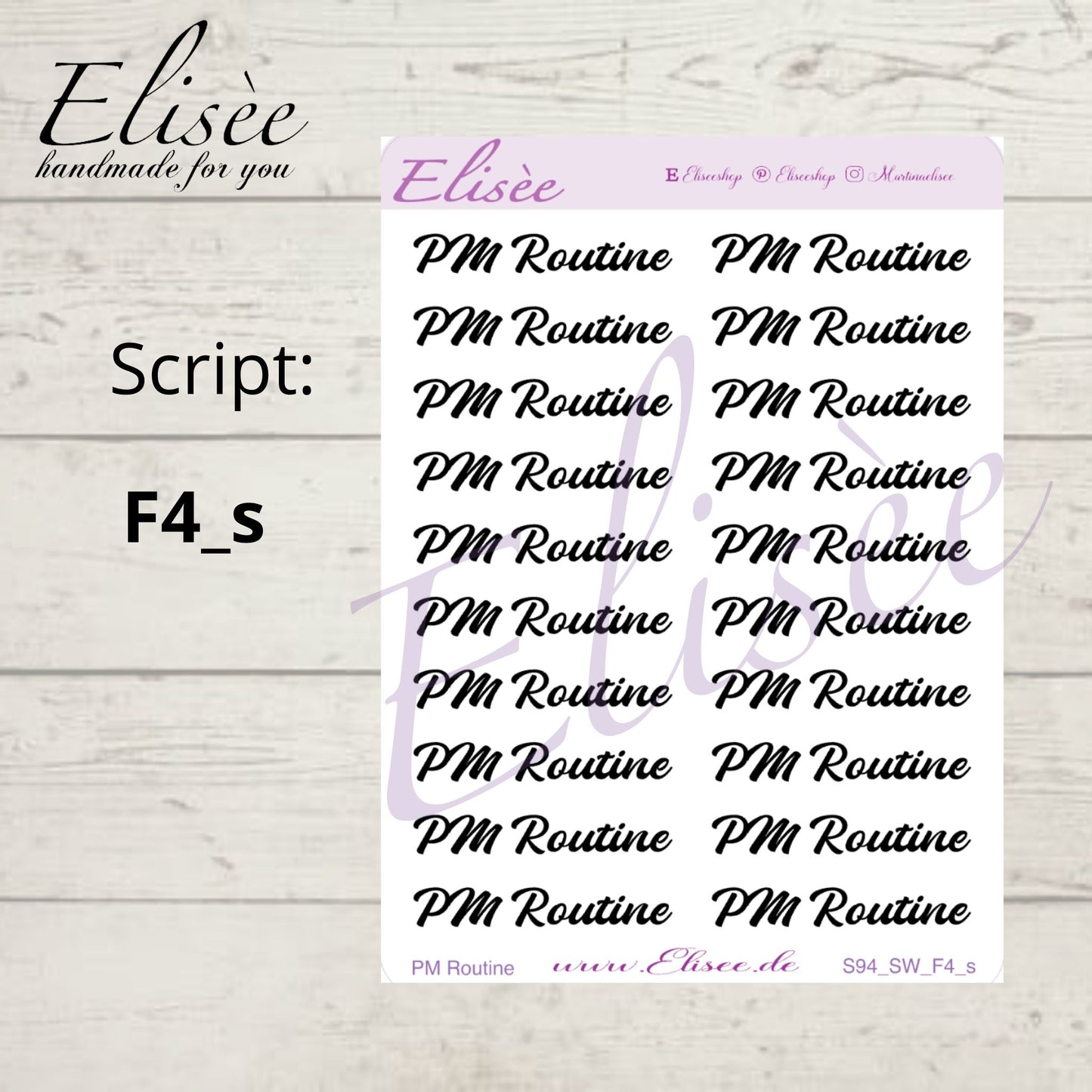 S94s  Script Sticker "PM ROUTINE" Small Sheet | Aufkleber | Bullet Journal