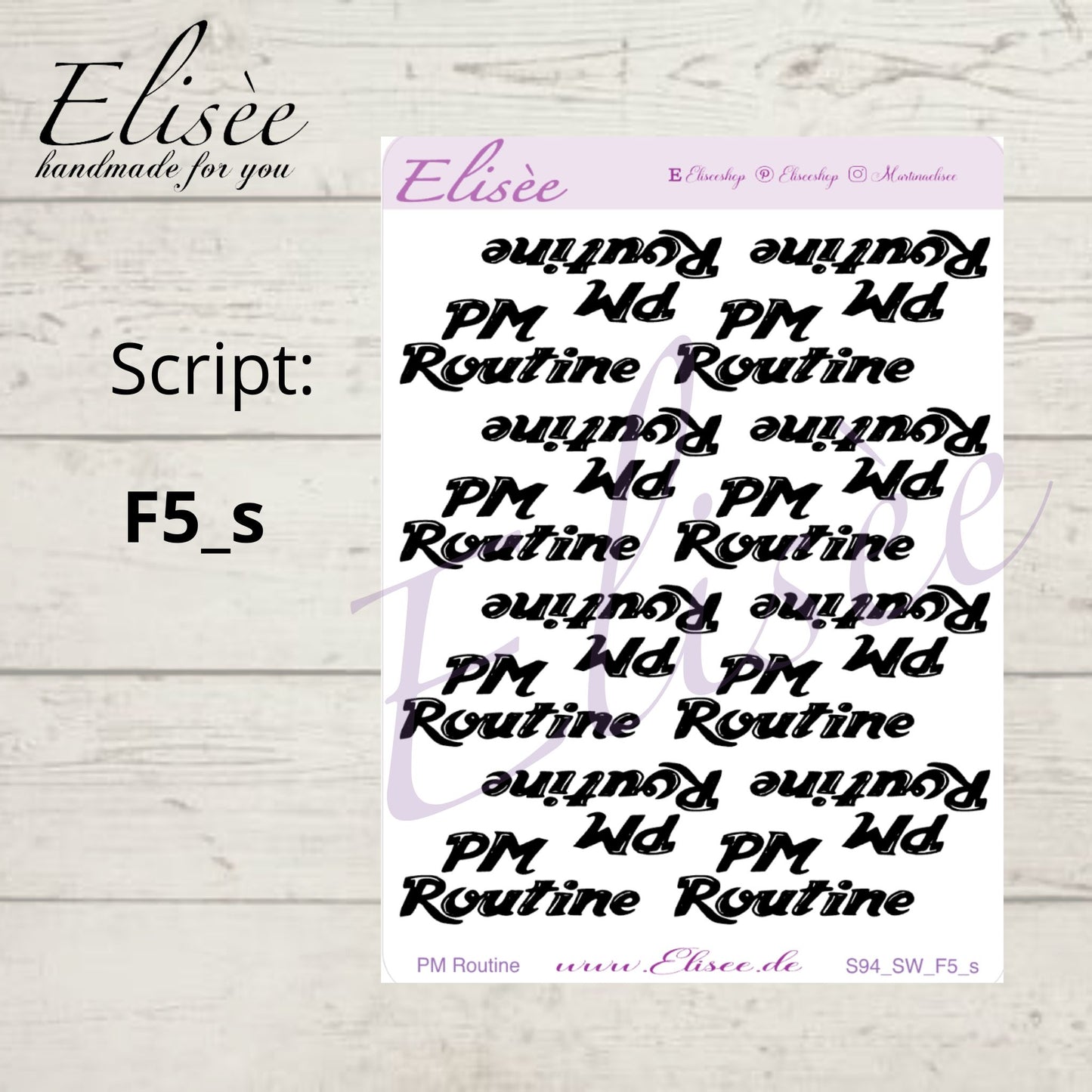 S94s  Script Sticker "PM ROUTINE" Small Sheet | Aufkleber | Bullet Journal