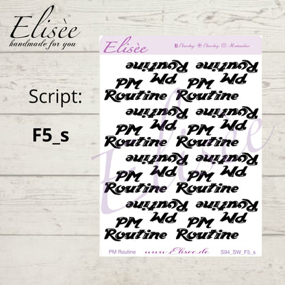 S94s  Script Sticker "PM ROUTINE" Small Sheet | Aufkleber | Bullet Journal