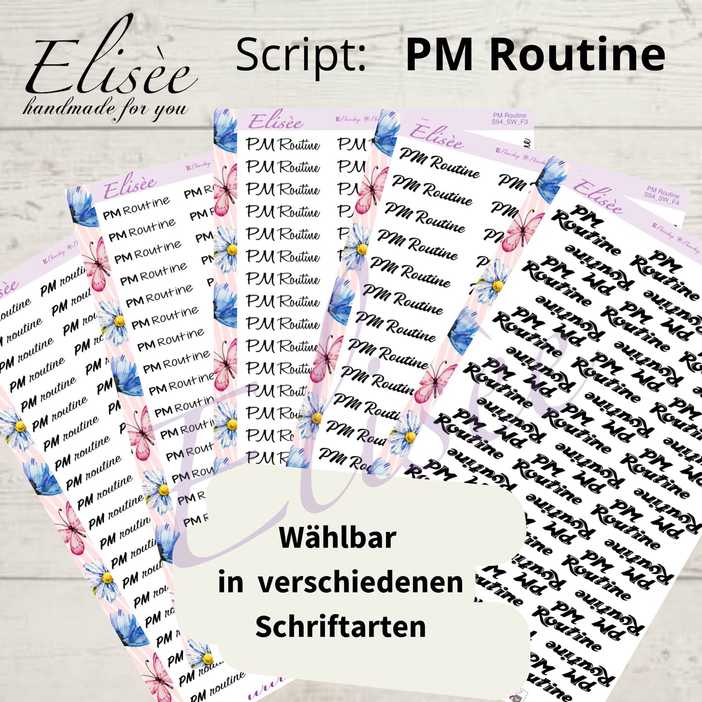 S94 Script Sticker "PM ROUTINE" Big Sheet | Aufkleber | Bullet Journal
