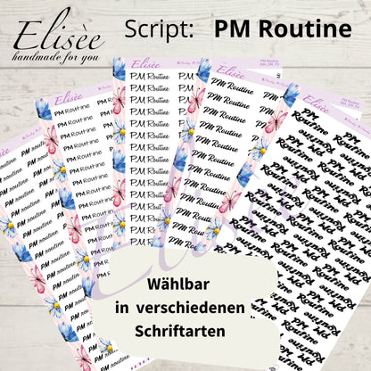 S94 Script Sticker "PM ROUTINE" Big Sheet | Aufkleber | Bullet Journal