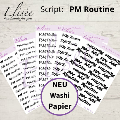S94s  Script Sticker "PM ROUTINE" Small Sheet | Aufkleber | Bullet Journal