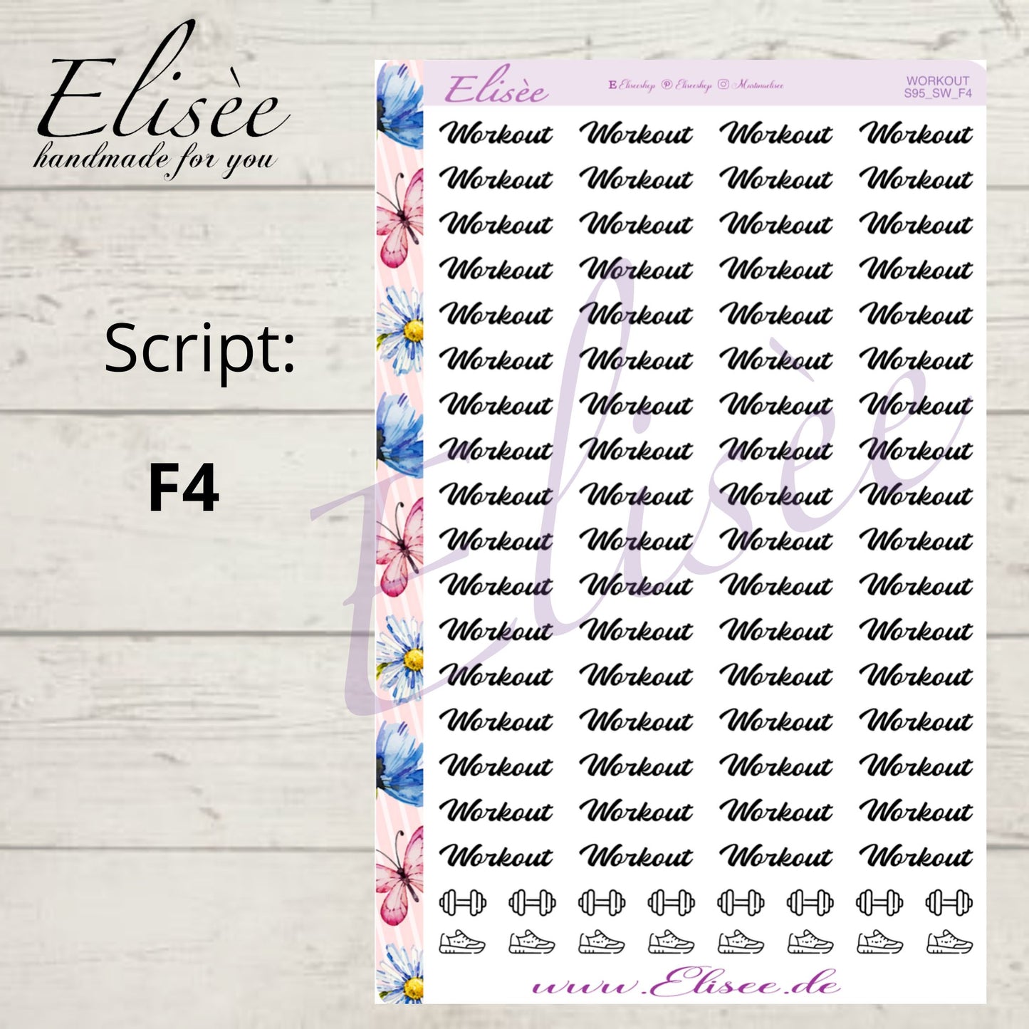 S95 Script Sticker "WORKOUT" Big Sheet | Aufkleber | Bullet Journal