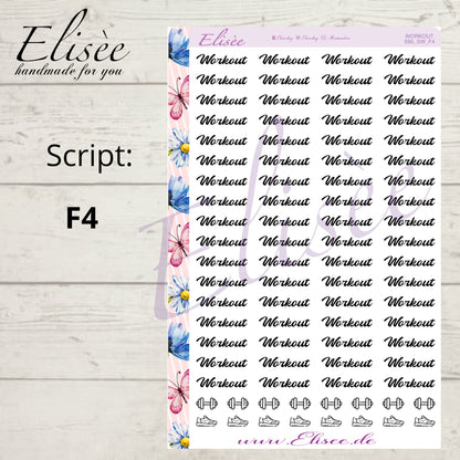 S95 Script Sticker "WORKOUT" Big Sheet | Aufkleber | Bullet Journal