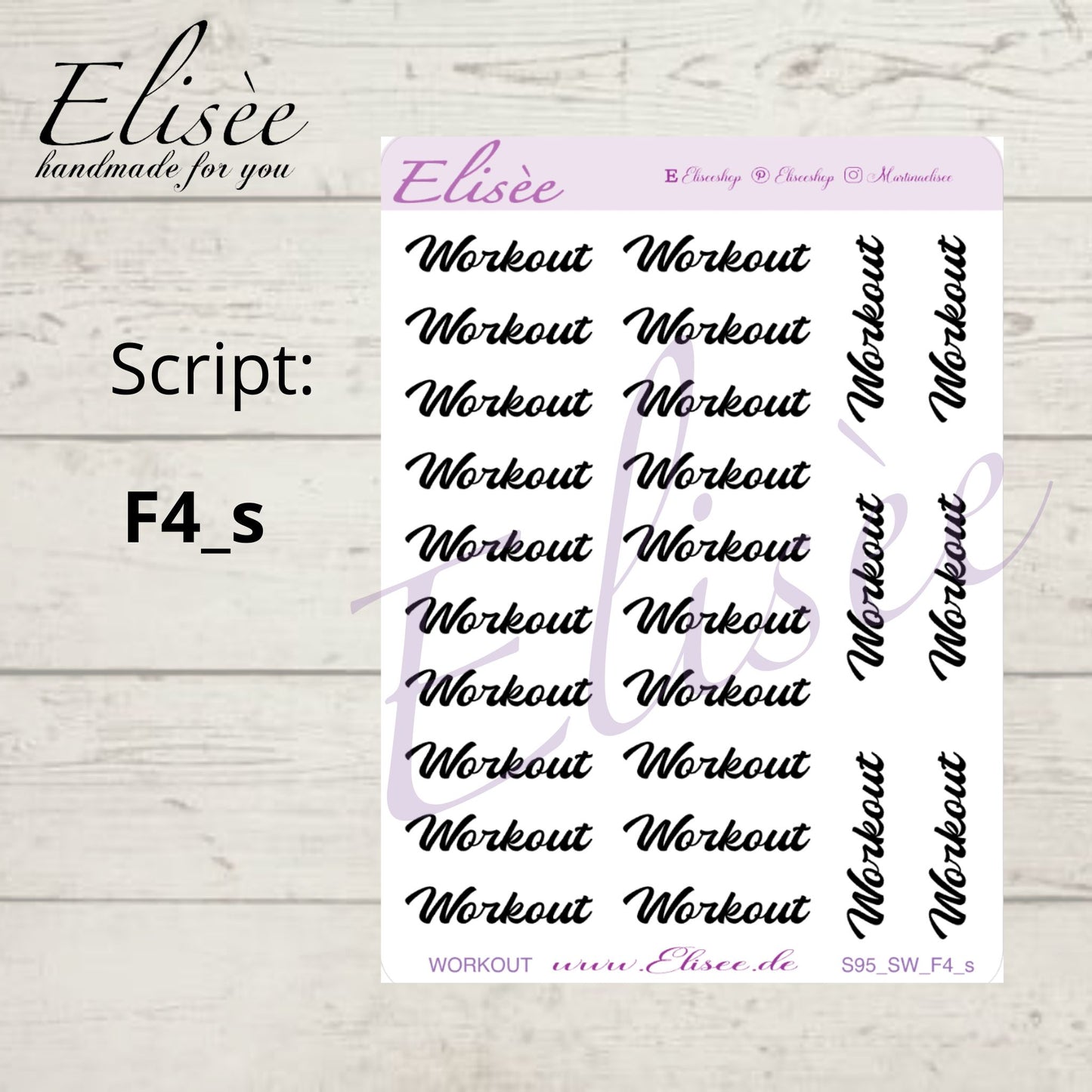 S95s  Script Sticker "WORKOUT" Small Sheet | Aufkleber | Bullet Journal