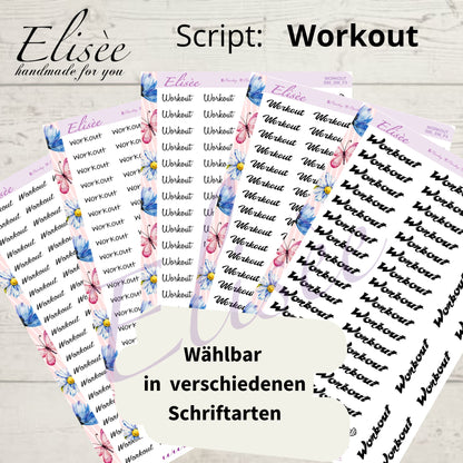 S95 Script Sticker "WORKOUT" Big Sheet | Aufkleber | Bullet Journal