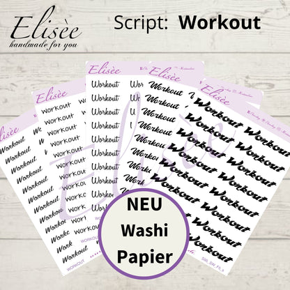 S95s  Script Sticker "WORKOUT" Small Sheet | Aufkleber | Bullet Journal
