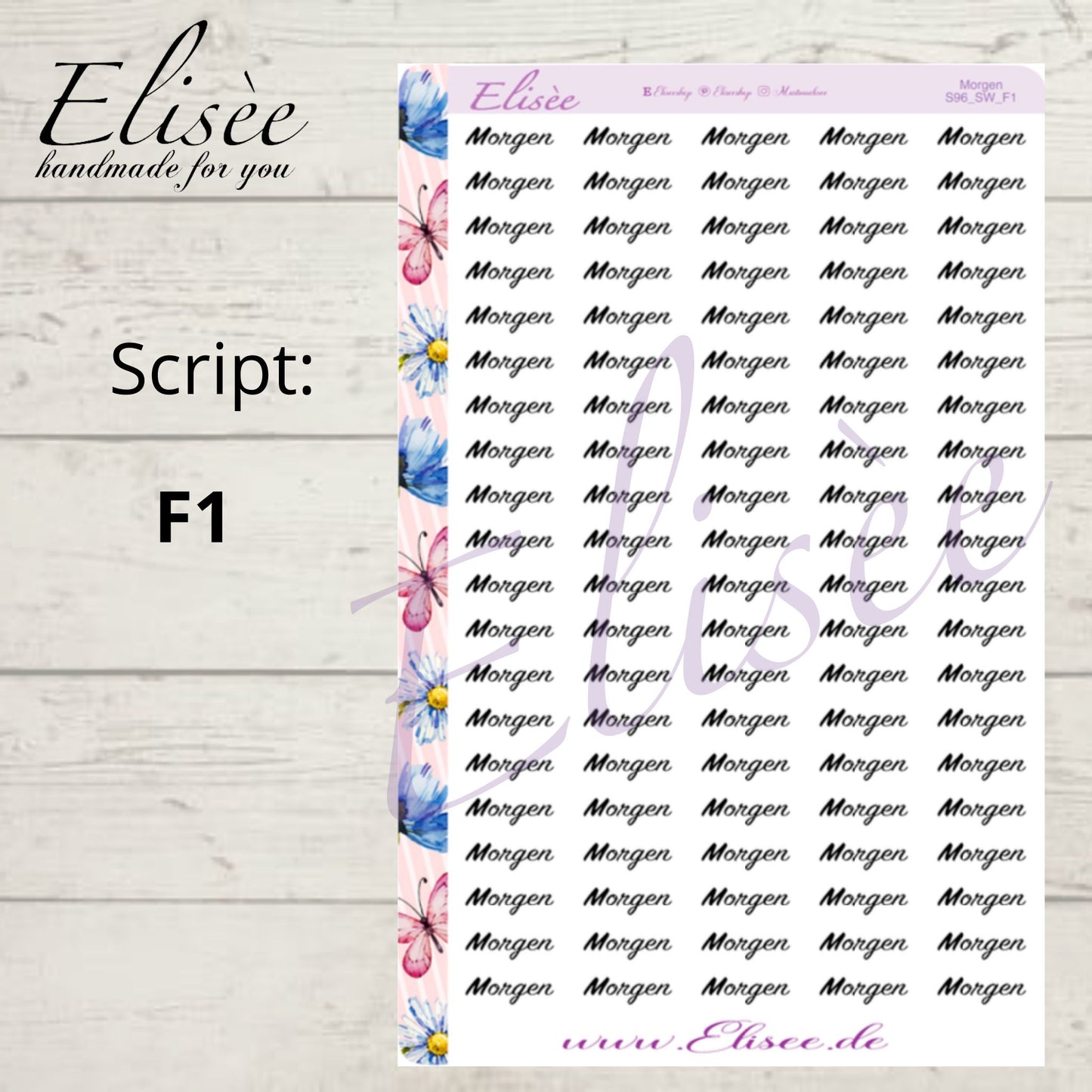 S96 Script Sticker "MORGEN" Big Sheet | Aufkleber | Bullet Journal