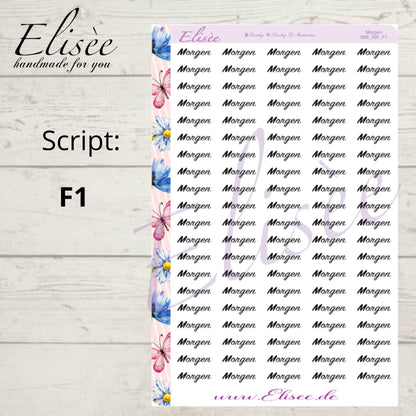 S96 Script Sticker "MORGEN" Big Sheet | Aufkleber | Bullet Journal