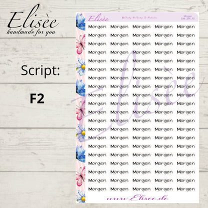 S96 Script Sticker "MORGEN" Big Sheet | Aufkleber | Bullet Journal