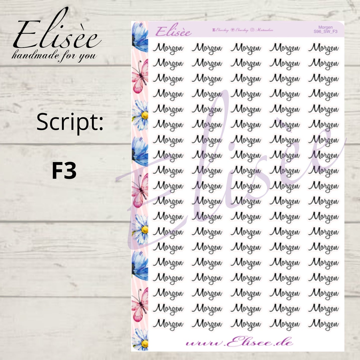S96 Script Sticker "MORGEN" Big Sheet | Aufkleber | Bullet Journal