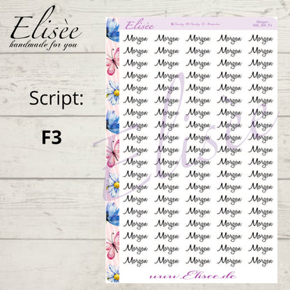 S96 Script Sticker "MORGEN" Big Sheet | Aufkleber | Bullet Journal
