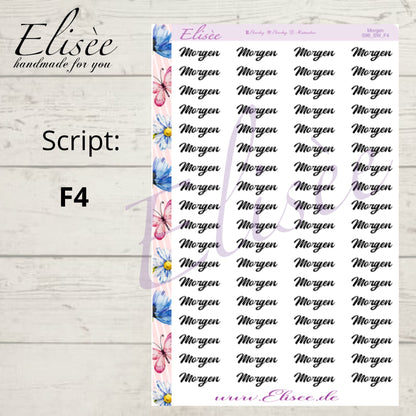 S96 Script Sticker "MORGEN" Big Sheet | Aufkleber | Bullet Journal