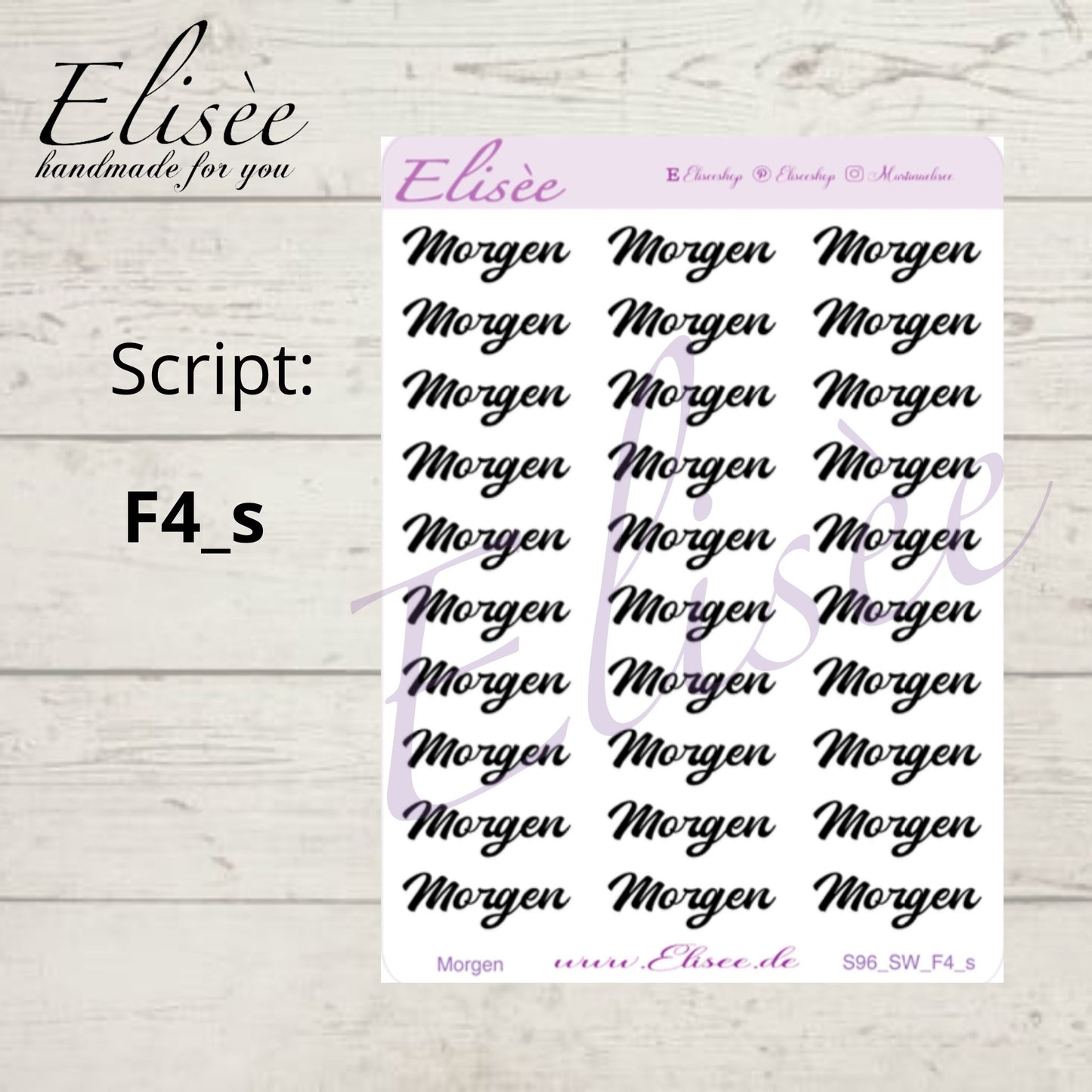 S96s  Script Sticker "MORGEN" Small Sheet | Aufkleber | Bullet Journal