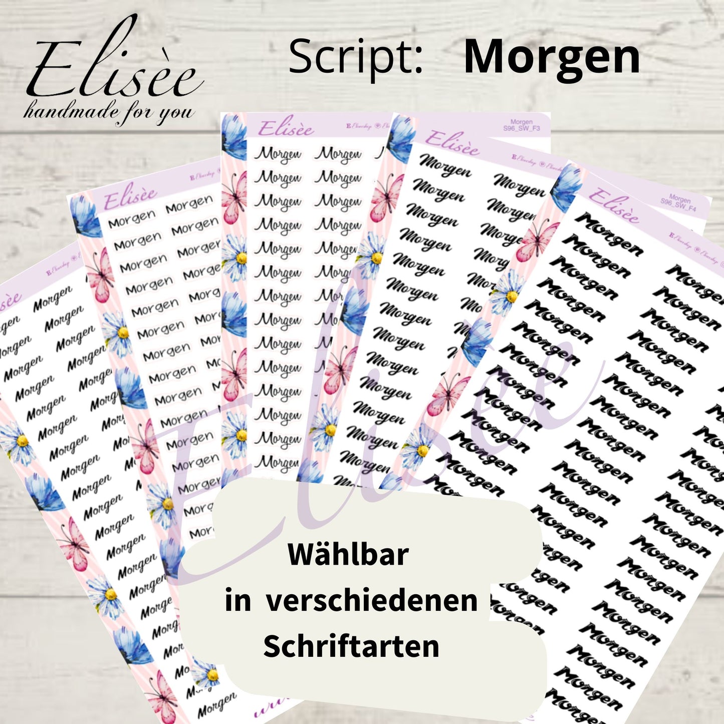 S96 Script Sticker "MORGEN" Big Sheet | Aufkleber | Bullet Journal