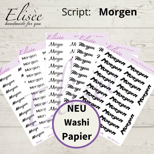 S96s  Script Sticker "MORGEN" Small Sheet | Aufkleber | Bullet Journal