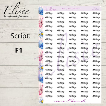S97 Script Sticker "MITTAG" Big Sheet | Aufkleber | Bullet Journal