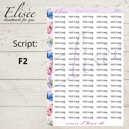 S97 Script Sticker "MITTAG" Big Sheet | Aufkleber | Bullet Journal