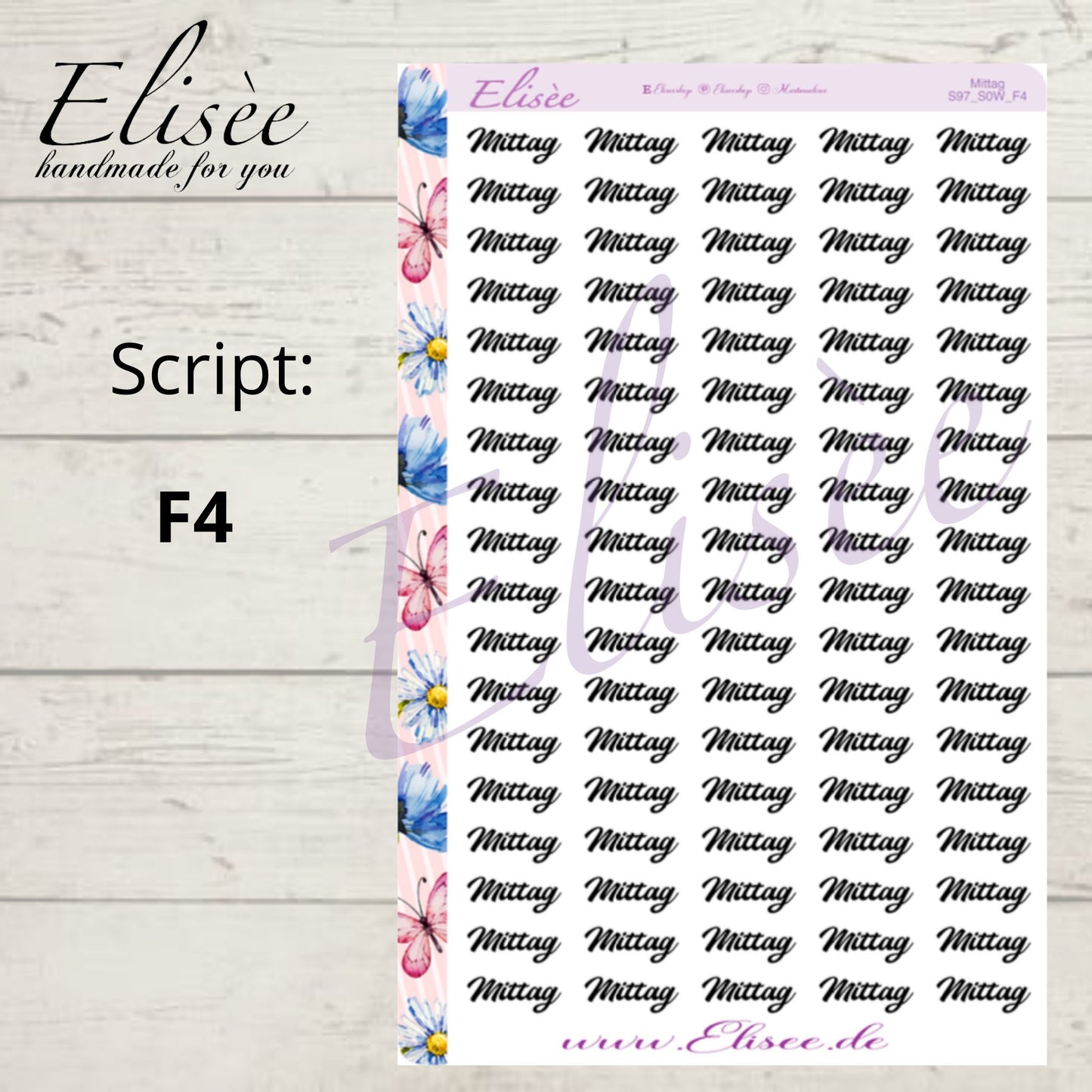 S97 Script Sticker "MITTAG" Big Sheet | Aufkleber | Bullet Journal