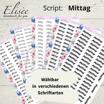 S97 Script Sticker "MITTAG" Big Sheet | Aufkleber | Bullet Journal