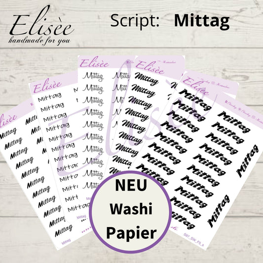 S97s  Script Sticker "MITTAG" Small Sheet | Aufkleber | Bullet Journal