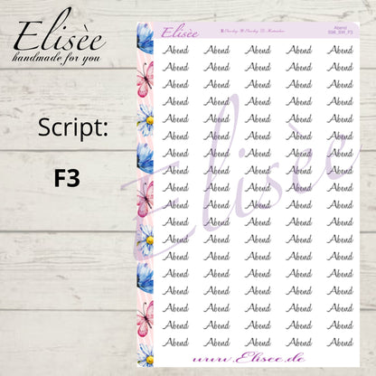 S98 Script Sticker "ABEND" Big Sheet | Aufkleber | Bullet Journal