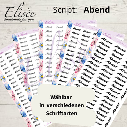 S98 Script Sticker "ABEND" Big Sheet | Aufkleber | Bullet Journal
