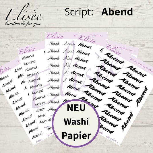 S98s  Script Sticker "ABEND" Small Sheet | Aufkleber | Bullet Journal