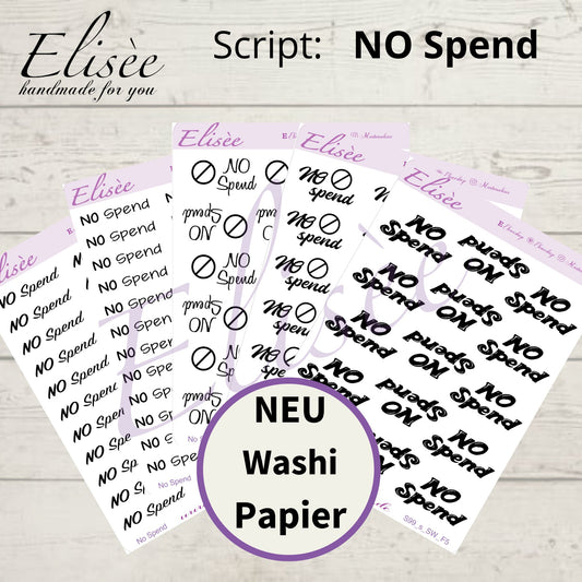 S99s  Script Sticker "NO SPEND" Small Sheet | Aufkleber | Bullet Journal