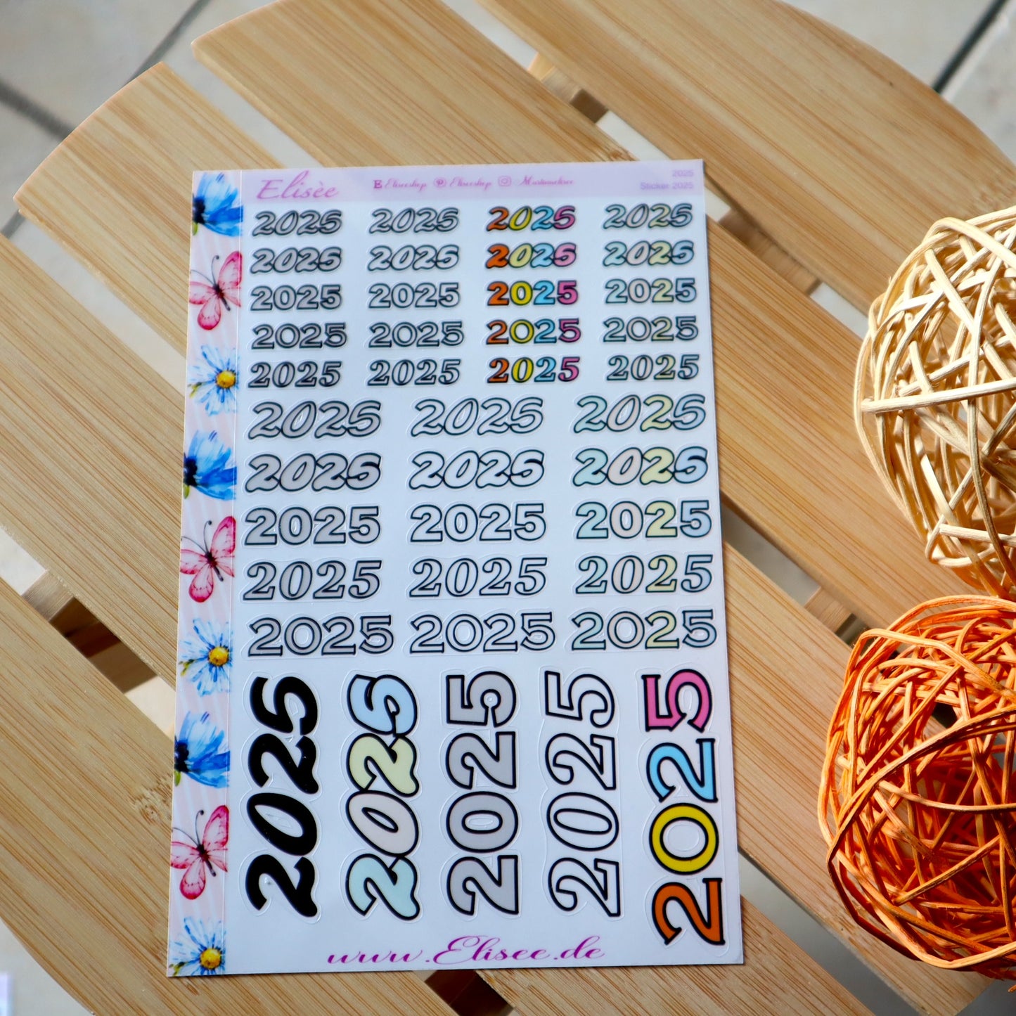 2025 Script Sticker Jahreszahl
