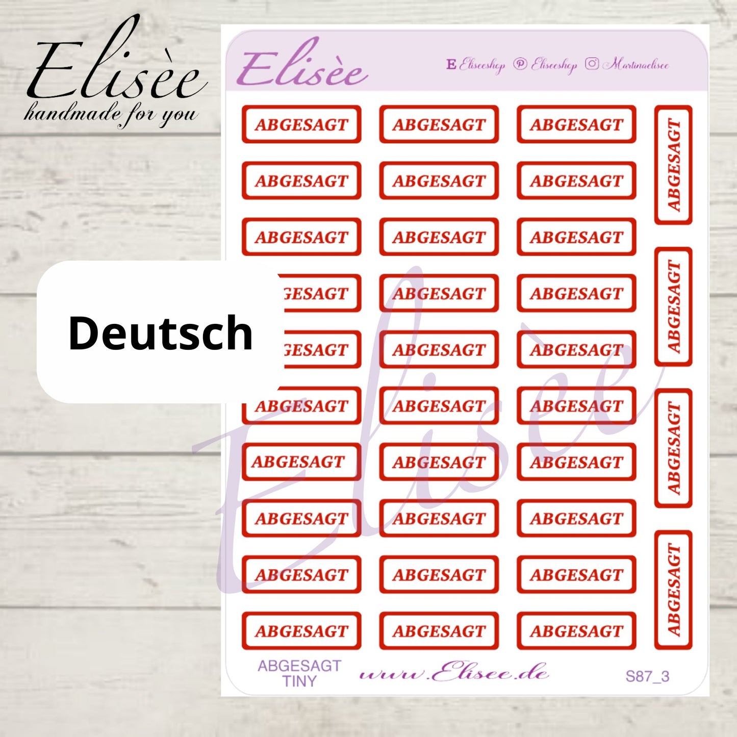 S87  MINI Script Sticker "ABGESAGT / CANCELLED" | Aufkleber | Bullet Journal