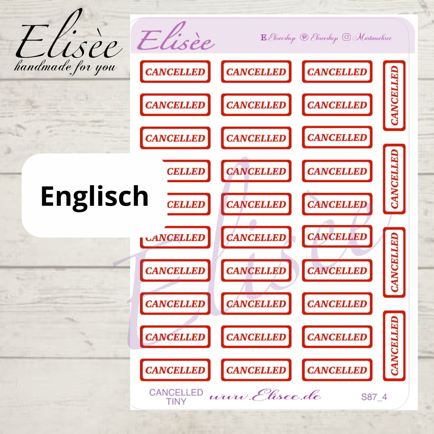 S87  MINI Script Sticker "ABGESAGT / CANCELLED" | Aufkleber | Bullet Journal