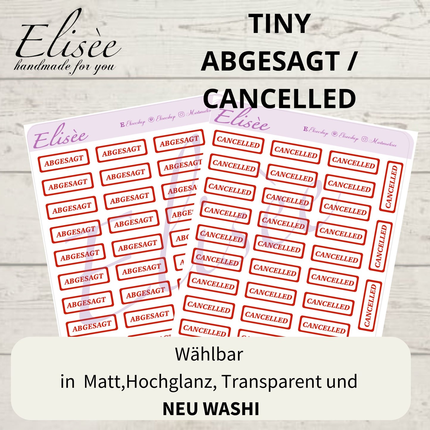 S87  MINI Script Sticker "ABGESAGT / CANCELLED" | Aufkleber | Bullet Journal