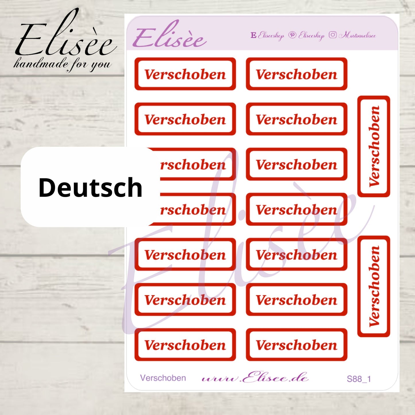 S88  Script Sticker "Verschoben / Rescheduled" | Aufkleber | Bullet Journal