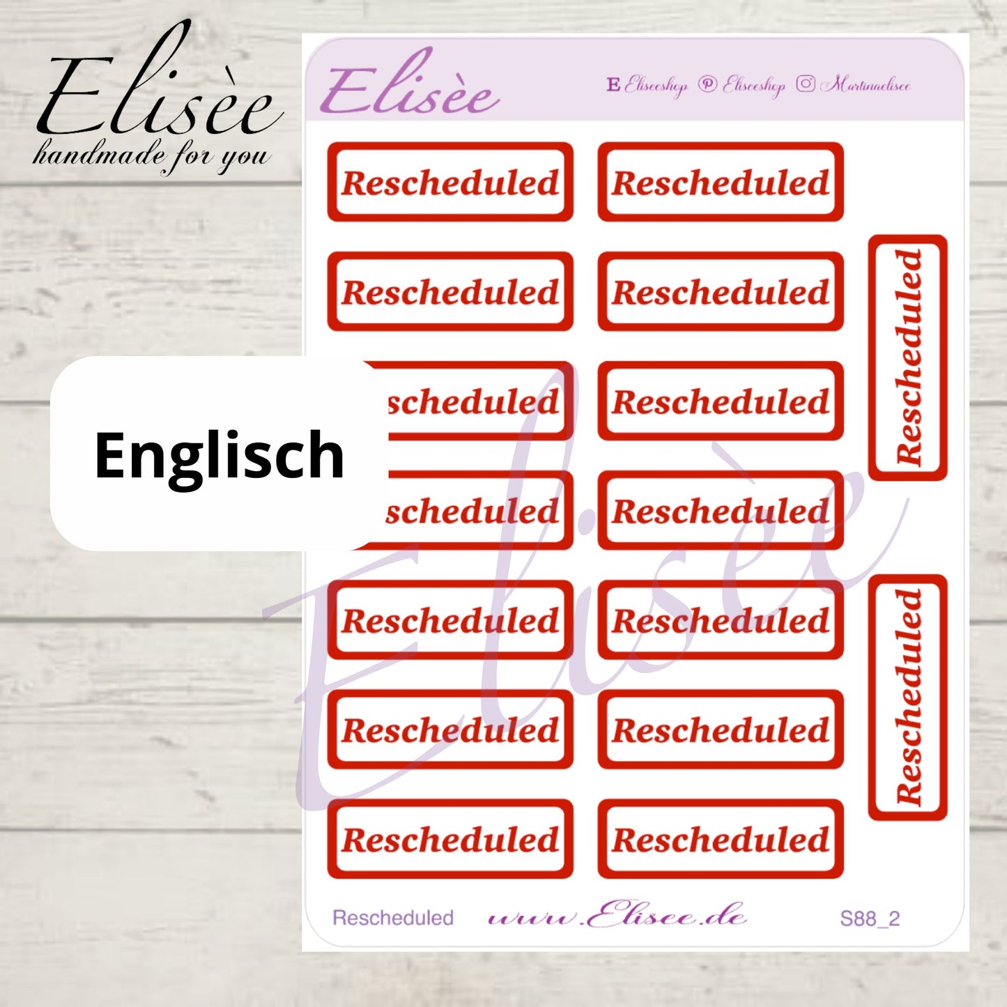 S88  Script Sticker "Verschoben / Rescheduled" | Aufkleber | Bullet Journal