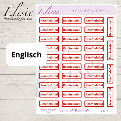 S88  MINI Script Sticker "Verschoben / Rescheduled" | Aufkleber | Bullet Journal