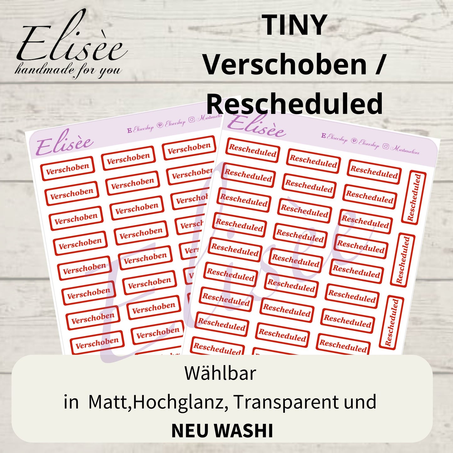 S88  MINI Script Sticker "Verschoben / Rescheduled" | Aufkleber | Bullet Journal